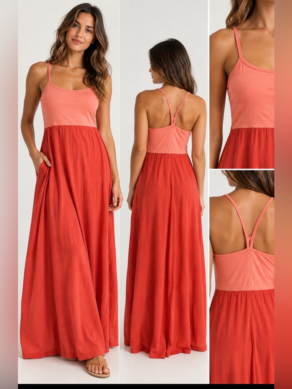 Pact Color Block Cami Maxi Dress, Size S
